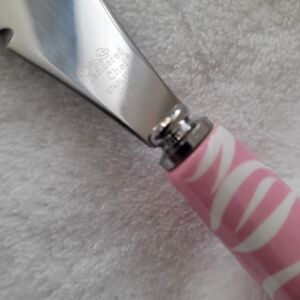 Pampered Chef Help Whip Cancer Ceramic Spreader Pink Zebra RARE